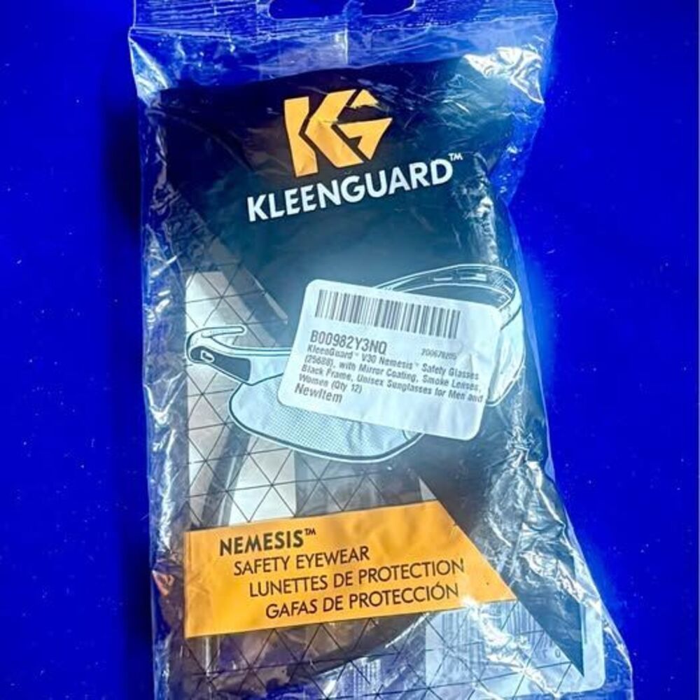 KleenGuard V30 Nemesis Safety Glasses 25688 Smoke Mirror Lens Black Frame NEW